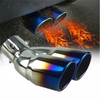 Vechkom 2.5 Inlet Dual Exhaust Tips Blue curved Stainless Steel