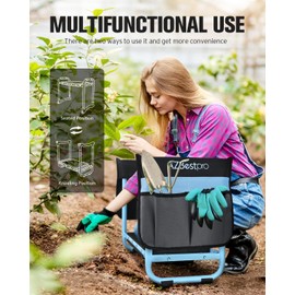 AZBESTPRO Garden Kneeler and Seat, Upgraded Foldable Heavy Duty Gardening Stool - Widened to 10" Stable Wear-Resistant Prevent Knee and Back Pain, Bench High-End 2 Large Tool Bags Gift for Men Women