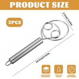 GHPKOTW 2 Stück Dänischer Teigbesen, Teigbesen Im Niederländischen Stil, Edelstahl Handmixer, Küchenbackwerkzeuge, Brotherstellungswerkzeuge Und Zubehör, Dänische Teig Schneebesen, Eierschläger