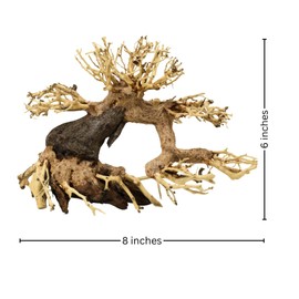 2-Pack Bonsai Driftwood Aquarium Trees on Rock 1AS (6" Height) 1ASO(4" Height) – Handcrafted Natural Fish Tank Decoration | Balances Water pH, Stabilizes Environment | Easy to Install