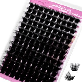 FADLASH Lash Clusters 200D Thick Eyelash Clusters D Curl Volume Cluster Eyelash Extensions 12-18mm Individual Lashes 3D Effect DIY Lash Extension Clusters (200D-0.07-D,12-18mm)