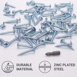 (Pack of 50) Zinc Plated Steel 5.0 x 25mm Wood Screws Metal Screws Modified Truss Head Self Tapping (50, 5.0 x 25mm)
