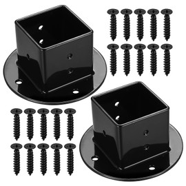 Post Holder, Pack of 2 Screw-On Sleeves, 50 x 50 mm Deck Post Base, Post Base Post Brackets for Square Wooden Posts, Letterbox, Railing, Wooden Floor, Post Holder (Tip B)