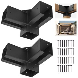 ColourTree Metal Pergola Kit with 3-Way Corner Brackets for 4x4 Lumber Post Base, Outdoor Steel Hardware Suitable for Garden, Gazebo, Patio Pergolas, Log Cabin (2 Pcs)