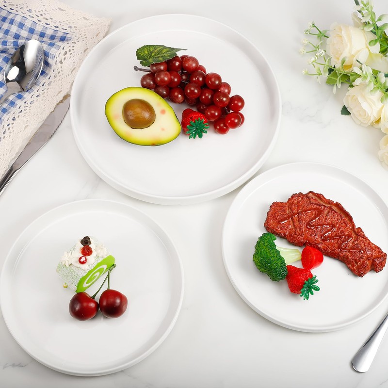 Cabaubl Porcelain Dinner Plates Set of 6,10 Inch Round Dessert