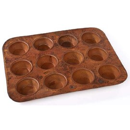 Set of 2 Rusty Primitive Metal Mini Muffin Pan