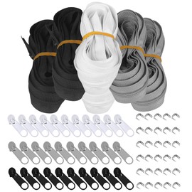 yeestone Zipper - 2 m Continuous Zip with Zip End - 6 Pieces Separable Continuous Zip Sold by the Metre - 3 mm Seam Concealed Zip for Bedding Pillow Case Bag