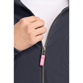 Med Couture Scrub Jackets for Woman Cropped Warm Up Jacket with 2 Pockets, Moisture Wicking Fabric & 360° Stretch - MC303, L, Pewter