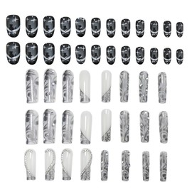 QIBZI Nail Tips, 48 Pieces False Fingers, Short False Nails, Colorful Acrylic Nails for Women and Girls