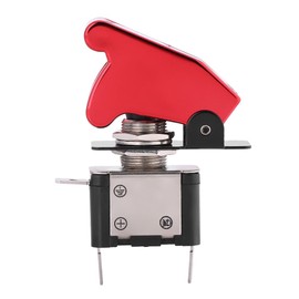 Rocker Switch with Red Safety Cover 12 V 20 A Red LED Light SPST Rocker Arm Ignition Switch Control On/Off, Default
