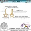 Austrian Crystals Paperclip Drop Earrings for Women 14K Gold Plated