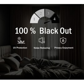 TextiDeco Blackout Curtains for Bedroom – 2Pcs Home Decor Linen Curtains with Full Light Blocking – 1.6 Inch Grommets Black Out Shade for Window Thermal Curtains – Grey, W52 x L63