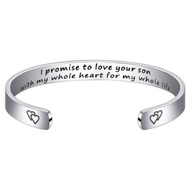 Yiyang Mother of the Groom Gift Mother-in-law Jewelry Wedding Party Bracelet I Promise to Love Your Son with My Whole Heart for My Whole Life