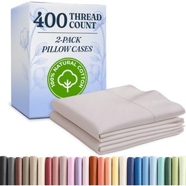 100% Cotton Pillow Cases Queen Size - Cooling, Breathable & Soft Pillowcase Covers Set of 2 - 400 Thread Count Cotton - Wrinkle Free - Machine Washable Protectors - Luxury Hotel Bedding - Light Grey