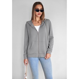 Witsmile Womens Zip Up Hoodies Fall Fashion Outfits Casual Jackets Light Weight Long Sleeve Sweatshirt