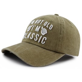 I'm Not Old I'm Classic Hat for Men Women, Funny Adjustable 3D Embroidered Cotton Baseball Cap, Khaki, One Size
