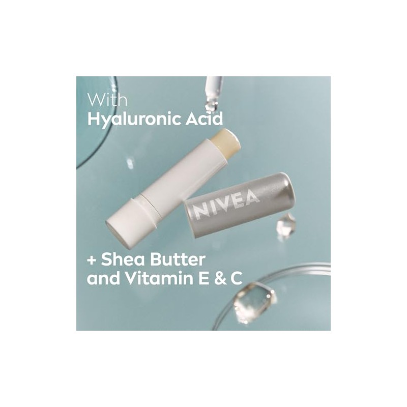 NIVEA Cuidados labiais orvalhados com ácido hialurônico, protetor labial deixa