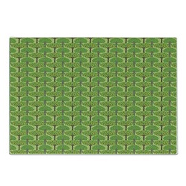 Ambesonne Trees Cutting Board, Rhythmic Orange Trees Citrus Blossoms Season Print, Decorative Tempered Glass Cutting and Serving Board, Small Size, Lime Green Umber