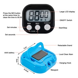 15 Pieces Kitchen Timers for Cooking, Magnetic Kitchen Timer with Alarm, Digital Minute Countdown Timer for Kitchen Cooking Classroom Gym Study Teeth Cleaning Kids Children (Black)