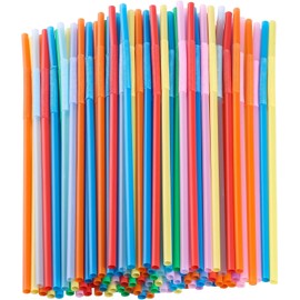 Bendy Disposable Plastic Drinking Straws 12.8" Long for 40oz Tumbler 100Pcs