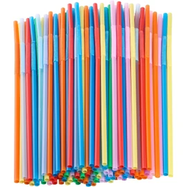 Bendy Disposable Plastic Drinking Straws 12.8" Long for 40oz Tumbler 100Pcs