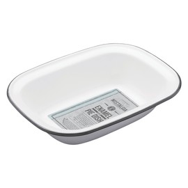 Kitchen Craft Living Nostalgia Enamel Oblong Pie Dish, 22 x 16 x 5 cm-White/Grey, 22 x 16 cm (8.5 inches x 6.5 inches)