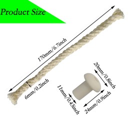 Oil Lamp Wicks，Round Cotton Kerosene Oil Lamp Wicks Burner for Ceramic Holders Torch Wine Bottle Oil Candle Lamp-10Pcs