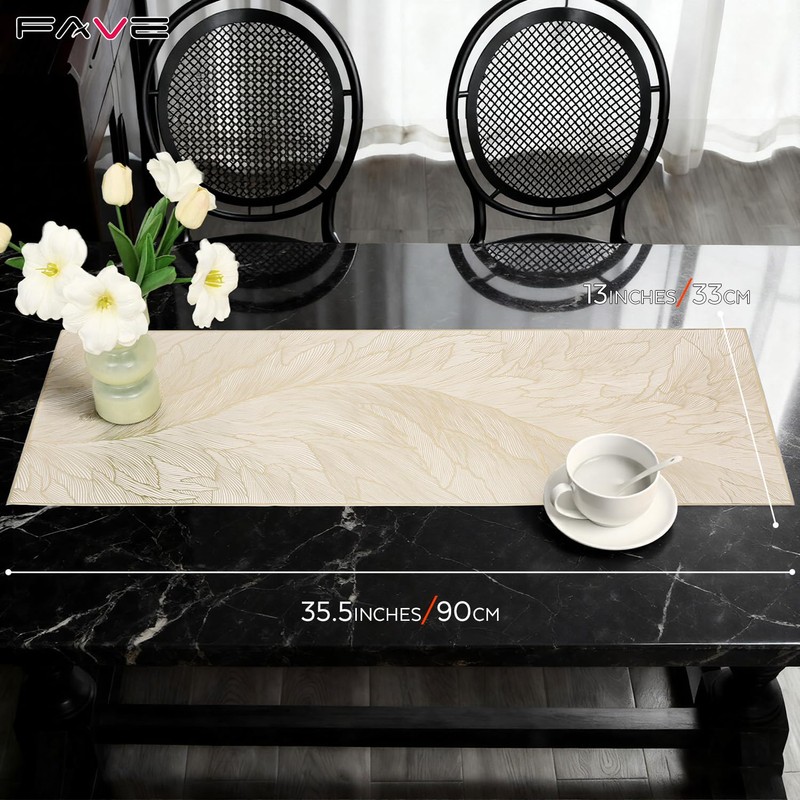 FAVE Gold Table Runner 35.5 Inches Table Runner Waterproof