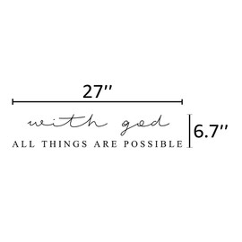 Inspirational Quotes Vinyl Wall Decal Stickers with God All Things are Possible - Matthew 19:26, for Bedroom, Living Room, Motivational Christian Bible Scripture Vinyl Decal (27''×6.7'')