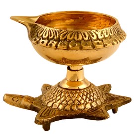 Zap impex Traditional Brass Oil Lamp Brass Deep Diya Indian Oil Lamp Diwali Puja Lamp Kuber Tortoise Diya (1)
