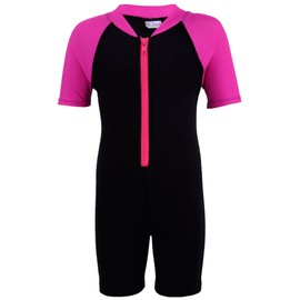 Tuga Girls Shorty 1.5mm Neoprene/Spandex Wetsuit (UPF 50+), Fuchsia, M (9/10 yrs)