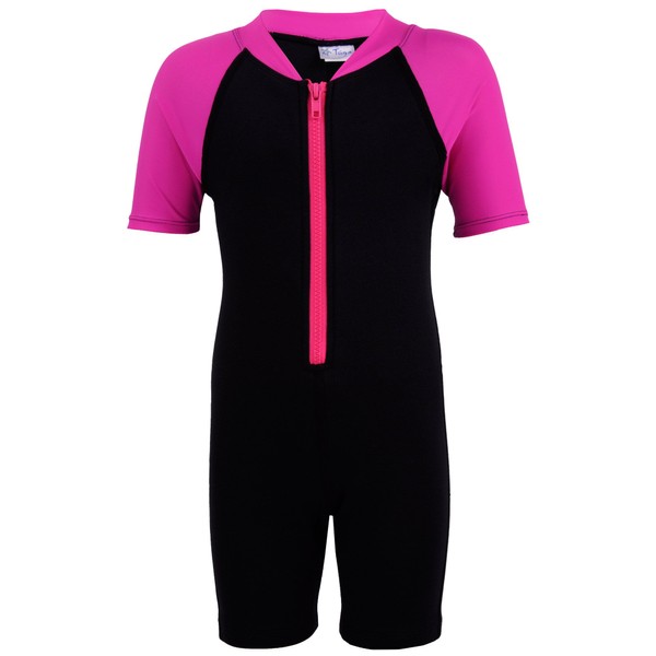 Tuga Girls Shorty 1.5mm Neoprene/Spandex Wetsuit (UPF 50+), Fuchsia, M