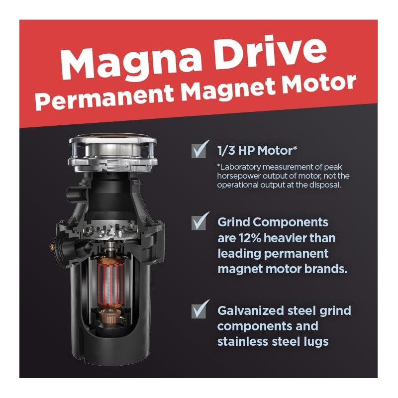 Amana A33 W/C Garbage Disposal with Power Cord, 1/3 HP,
