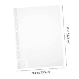 Tofficu 11 Hole Punched Binder Sheet Protectors 100pcs Plastic Binder Sleeves Top Loading Sheet Protectors
