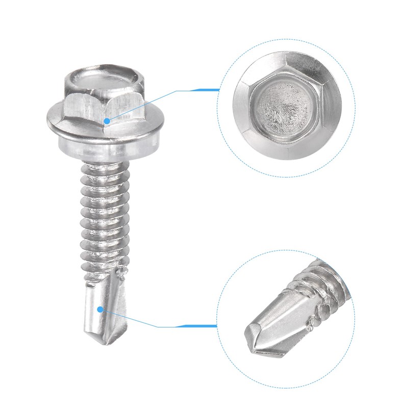 sourcing map #12 x 63/64" 410 Stainless Steel Hex Washer
