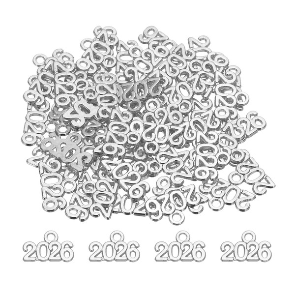MECCANIXITY Metal Year Number Charm, Silver 2026 Year Charm Graduation