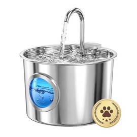 Fuente de Agua para Gato - Dispensador Automático de Agua para Mascota de Acero Inoxidable, Ultra Silenciosa，Almacenamiento de Agua de Gran Capacidad