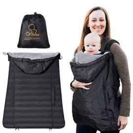 Orzbow Orzbow Winter Baby Carrier Cover with Detachable Hood, Waterproof & Windproof, Universal for Baby Carriers and Baby Waist Stool, Baby Bunting Bag for Car Seats and Strollers with Storage Bag, Black