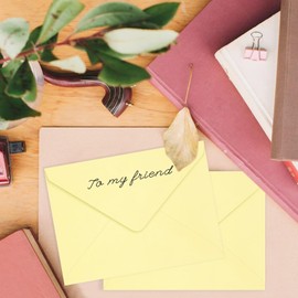 LIKAJON 50 Pack A7 Envelopes, Light Yellow Greeting Card Envelopes Self Seal, 5.24 x 7.24 in Envelopes for Birthday Graduation Baby Shower Wedding Invitation Cards