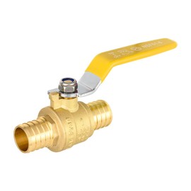 EFIELD 1-Inch Pex Brass Full Port Shut-off Ball Valve, Yellow Handle Brass UPC Certified