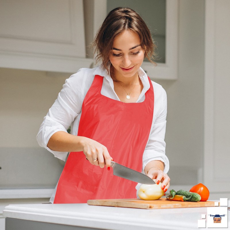Disposable Aprons 28" x 46". Waterproof Plastic Bibs PE 1
