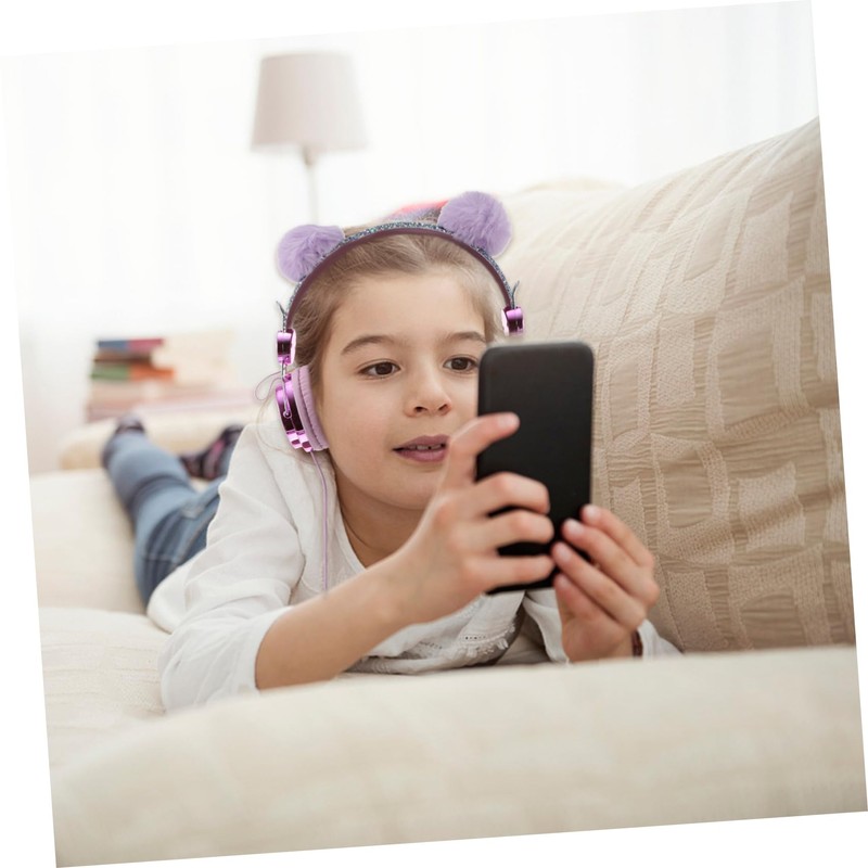 LABRIMP Boy Girl Over Ear Headphone Microphone Furry Cat Ear