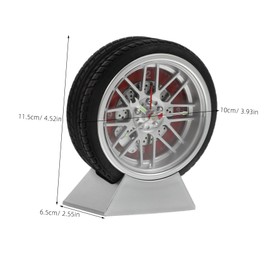 ABOOFAN Vintage Car Tire Desk Clock Silent Non Ticking Quartz Clock with Stable Base for Home Office Living Room Decor Unique Stylish Automotive Design