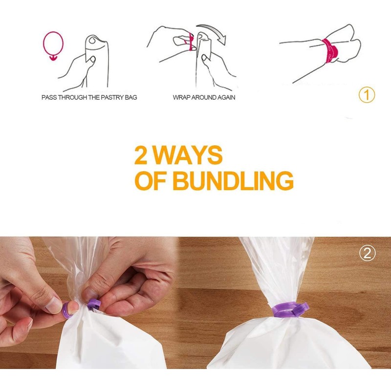 100 Disposable Large Bags and 4 Clips for Pastry Cupcake
