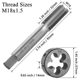 Tap and Die Set, M18 x 1.5 mm, HSS Tap and Die Set, Right Thread, Fine Thread Cutter, Straight Fluted Tap Cutter