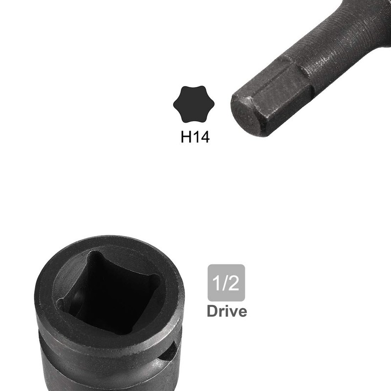 uxcell 1/2" Drive x H14 (14mm) Impact Hex Bit Socket,