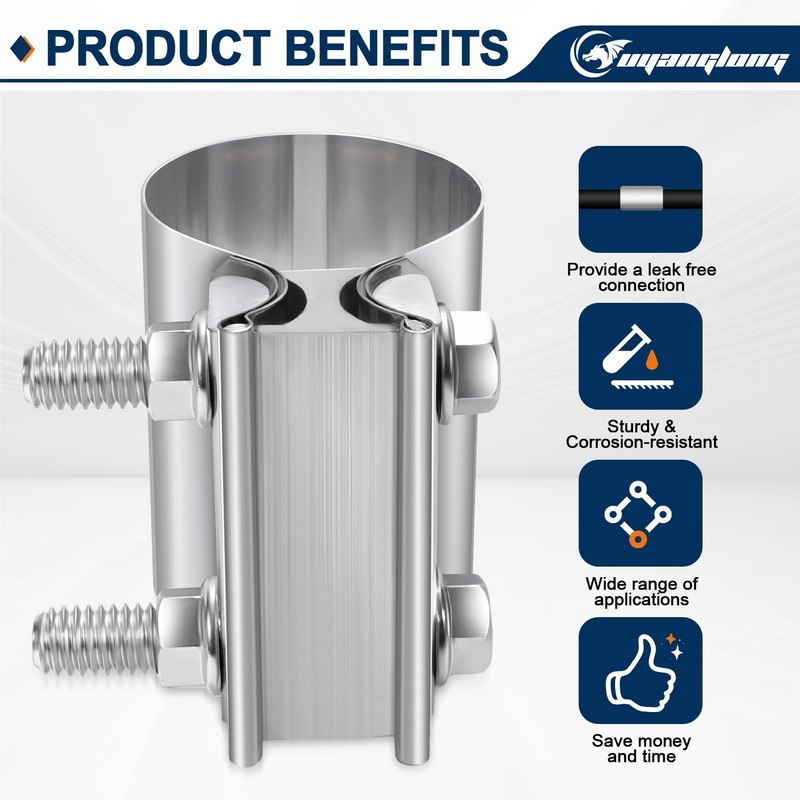 ouyanglong 2.5 Inch Exhaust Clamp, Stainless Steel exhaust pipe clamp,