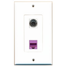 RiteAV 1 Port 3.5mm 1 Port Cat6 Ethernet Purple Wall Plate Oversized Jumbo MIDI