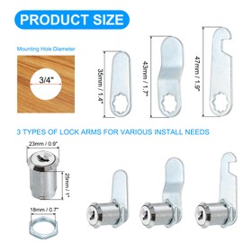 PATIKIL 1" Cam Lock with Keys, Zinc Alloy Keyed Different Cabinet Cam Lock Set RV Storage Lock for File Drawer Mailbox Toolbox, Silver Tone