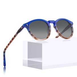 CARFIA Retro Round Sunglasses for Women Small Face Polarized UV400 Protection Designer Hand-crafted Acetate Frame CA2302